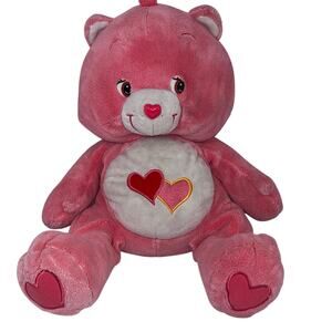 Vintage 2006 Care Bears Love-a-Lot Plush 20" Pink Red Hearts Large Stuffed